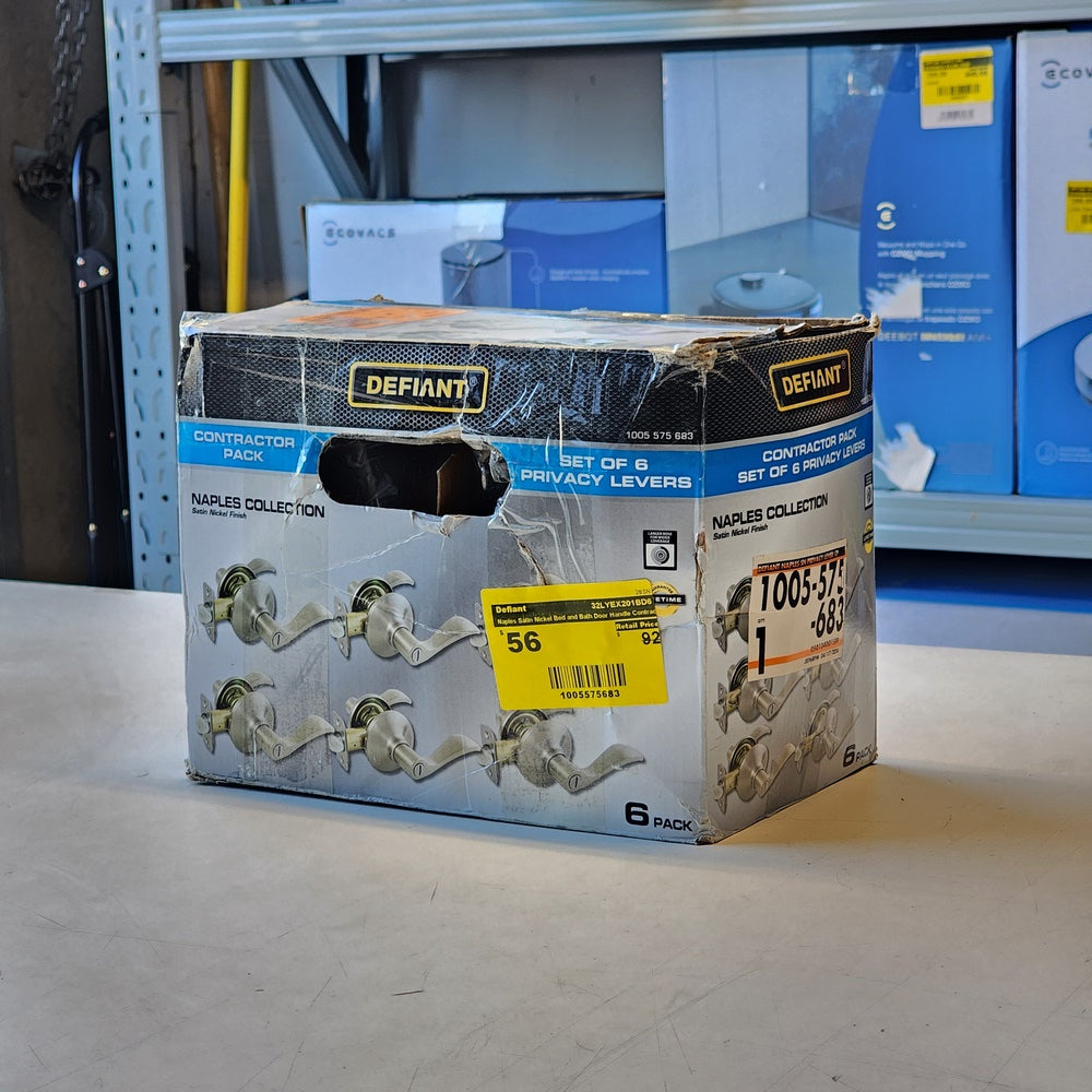 Naples Satin Nickel Bed and Bath Door Handle Contractor Pack (32LYEX201BD6) Naples Satin Nickel Bed and Bath Door Handle Contractor Pack (32LYEX201BD6)